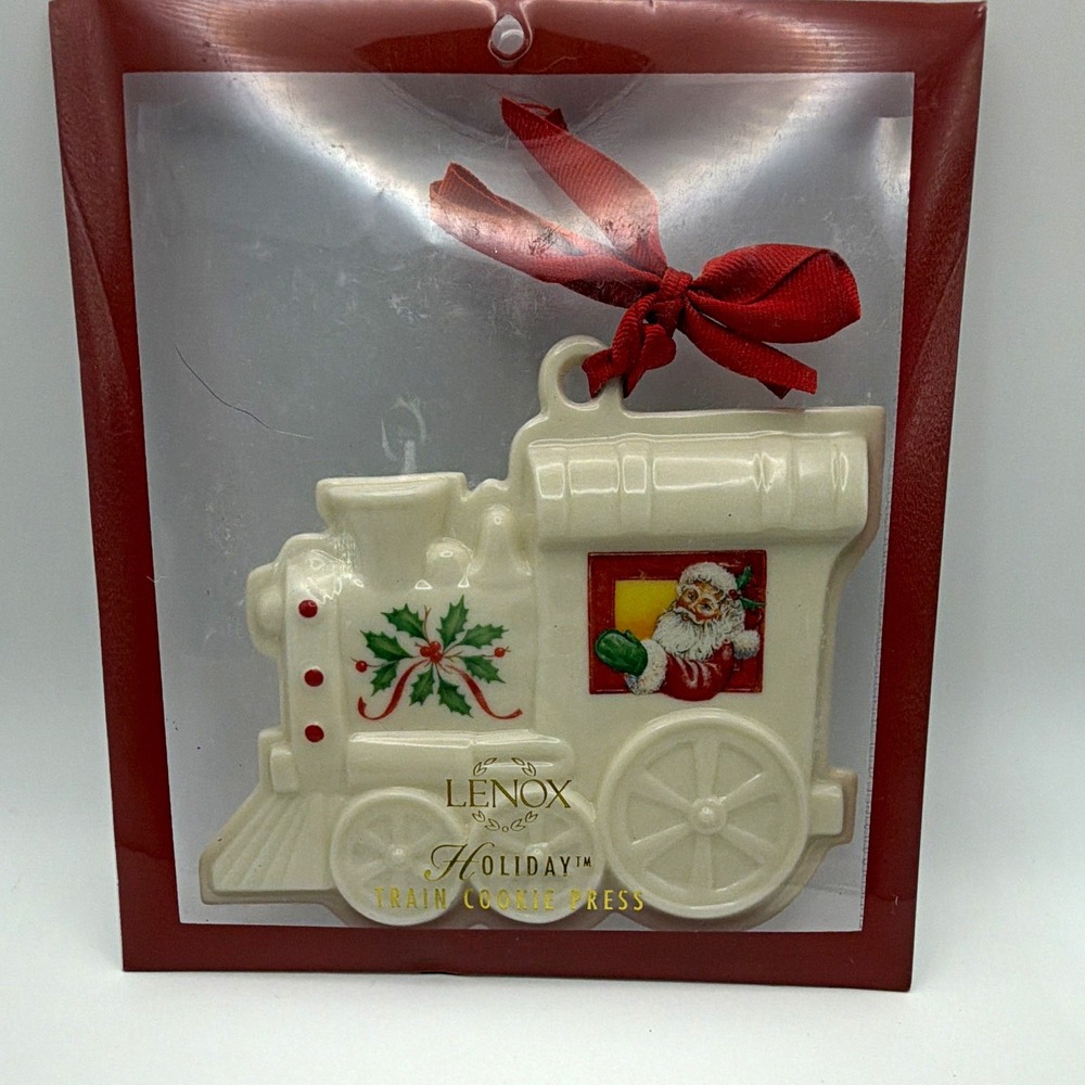 Lenox Holiday Train Cookie Press Ceramic Santa Christmas Ornament MPN 6095269